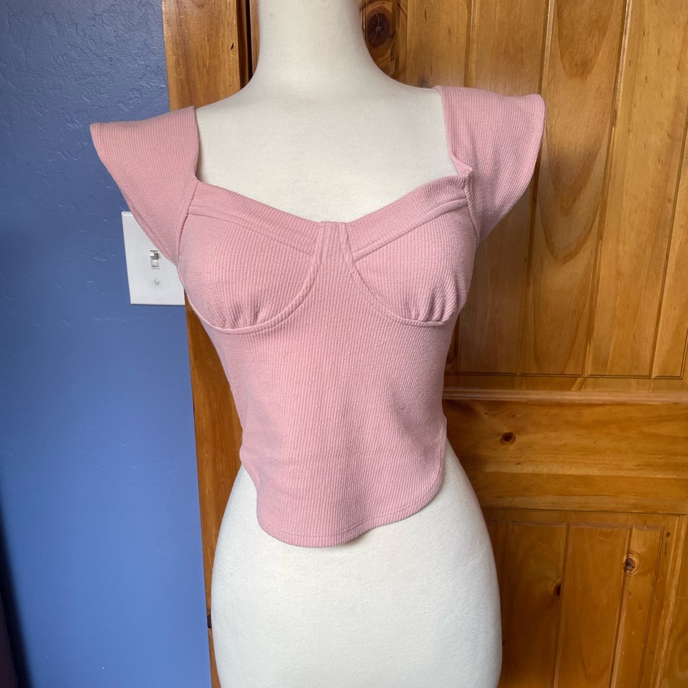 Forever 21 Pink Cap Sleeve Crop Tank Top